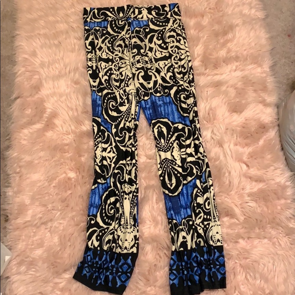 Blue, Black, and White Flare Yoga Pants